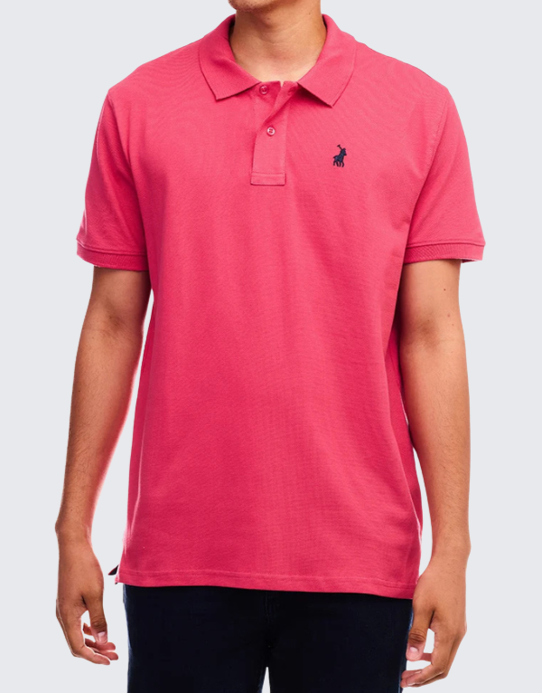 Polo  Essential Piqué Short Sleeve Golfer T-Shirt In Dark Pink Mens