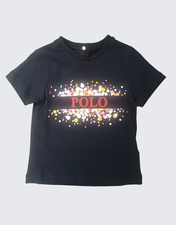 Polo Girls Britney Printed Short Sleeve T-Shirt In Navy Kids