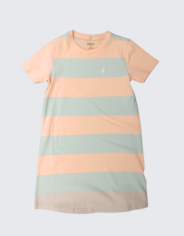 Polo Girls Christina Short Sleeve Dress In Pale Peach Kids