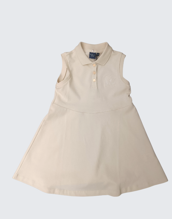 Polo Girls Kerry Crested Sleeveless Dress In Stone Kids