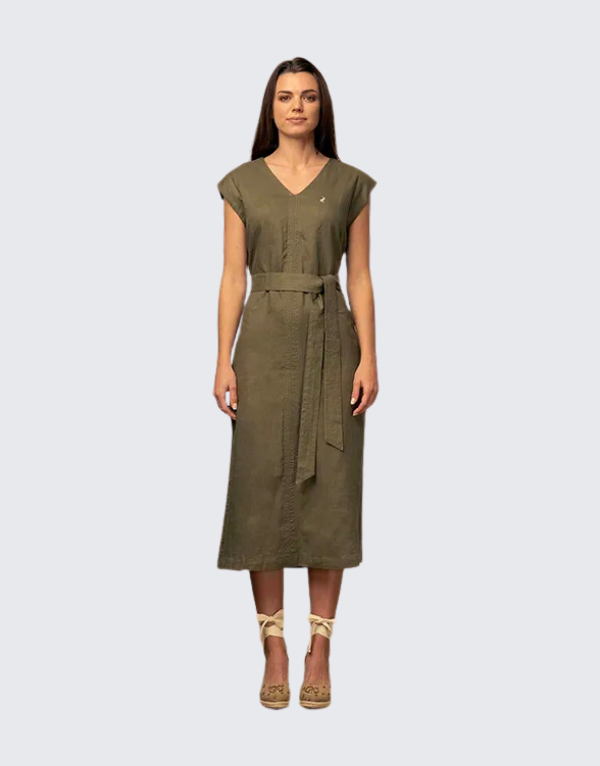 Polo Gwen Sleeveless Dress In Olive Womens