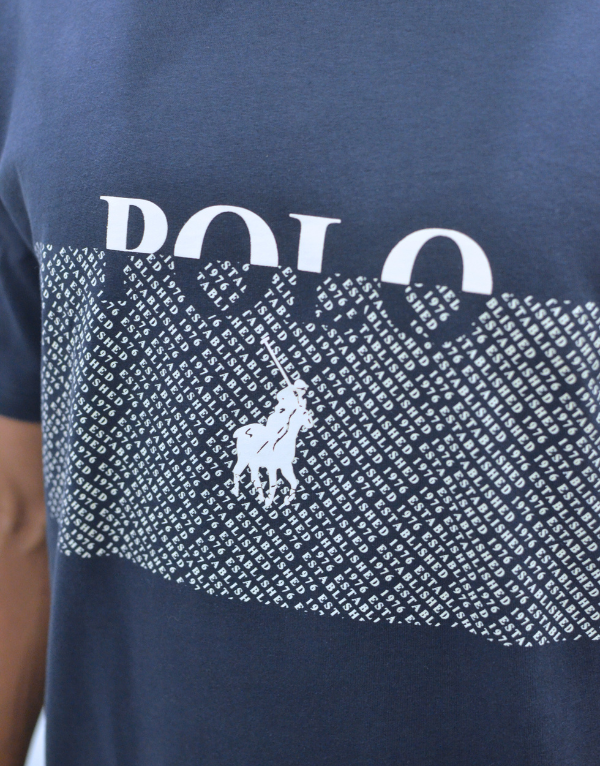 Polo Logo Block Printed T-Shirt In Navy Men