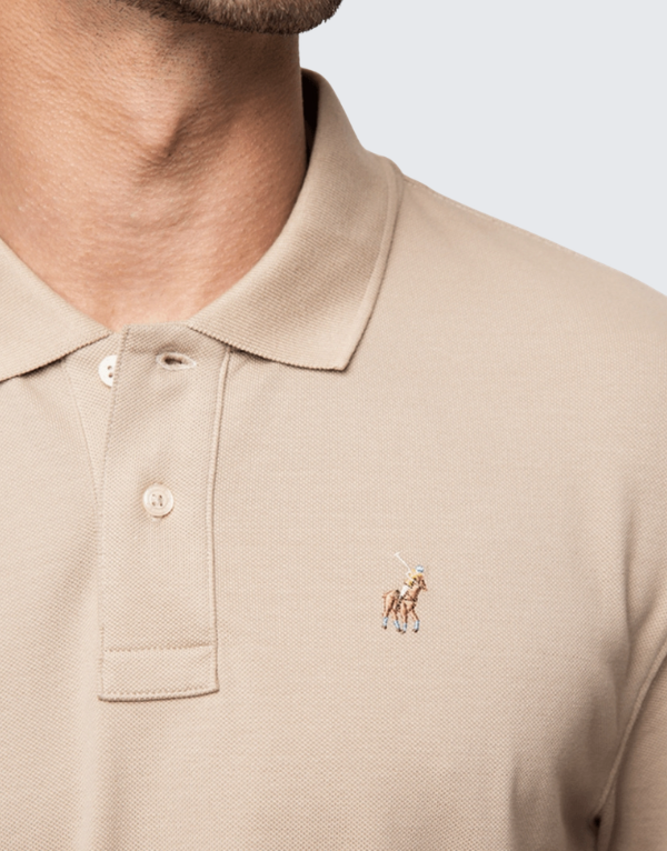 Polo Men's Essential Short Sleeve Golfer Taupe Men