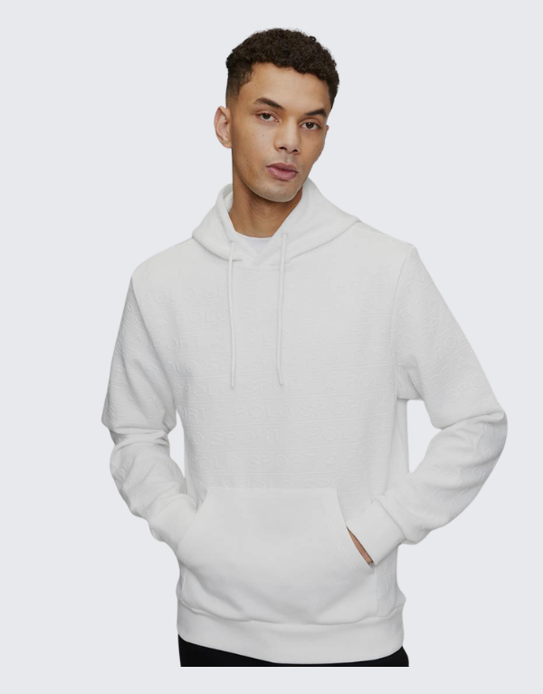 Polo Men's Sport Long Sleeve Fleece Hoodie White Men