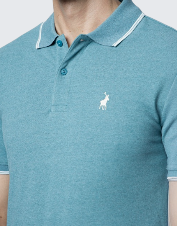 Polo Men's Tipped Short Sleeve Golfer Blue Men