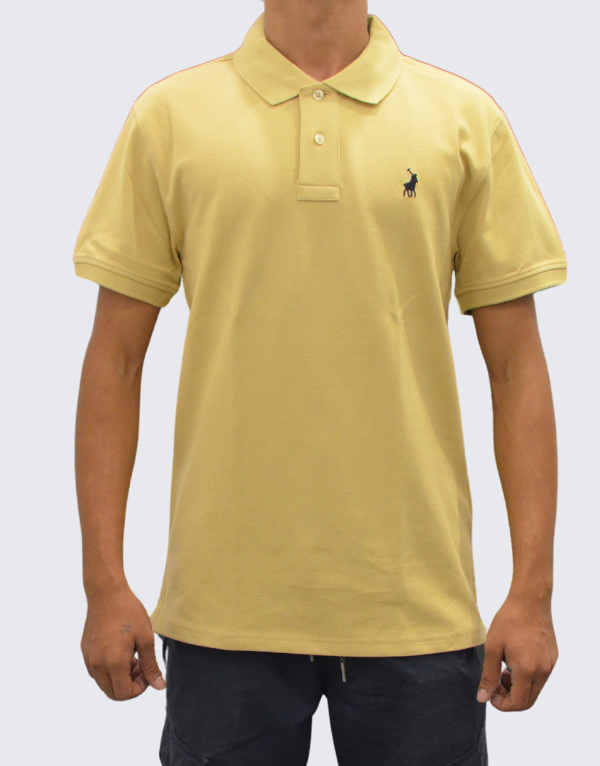 Polo Pique Short Sleeve Golfer In Camel Men