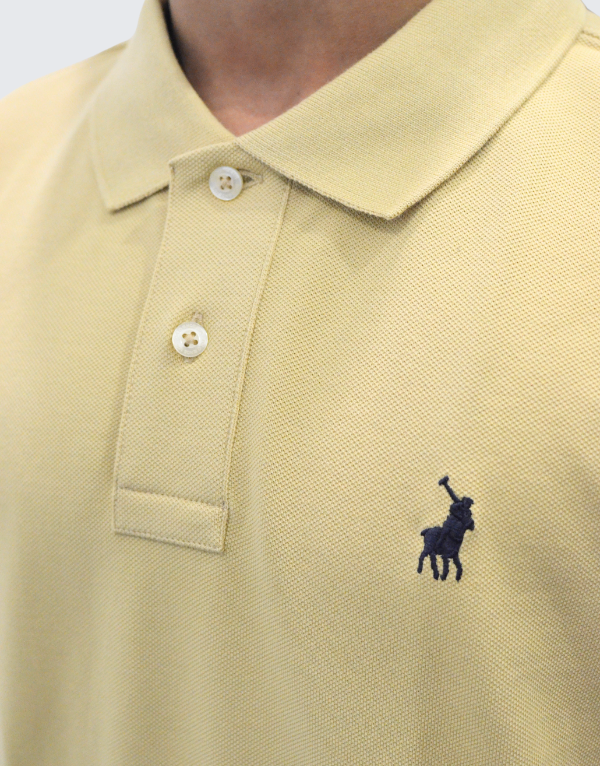 Polo Pique Short Sleeve Golfer In Camel Men