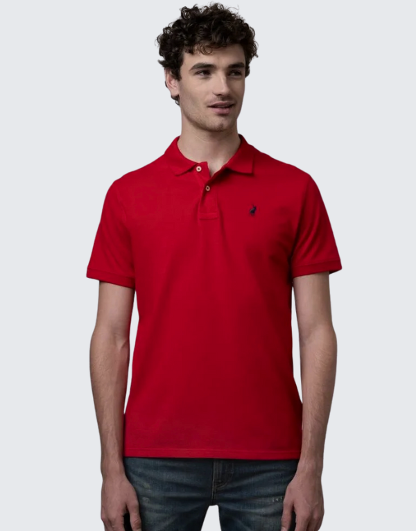 Polo  Stretch Piqué Short Sleeve Golfer Shirt In Crimson Mens