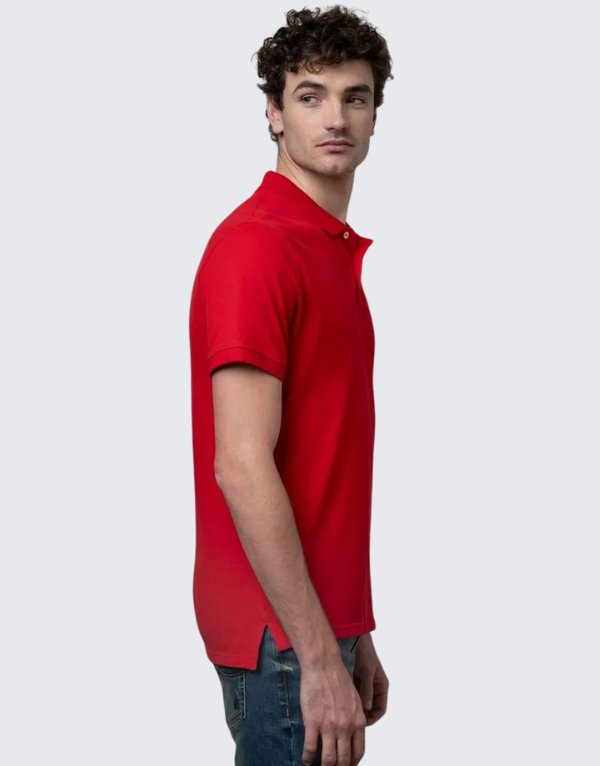 Polo  Stretch Piqué Short Sleeve Golfer Shirt In Crimson Mens