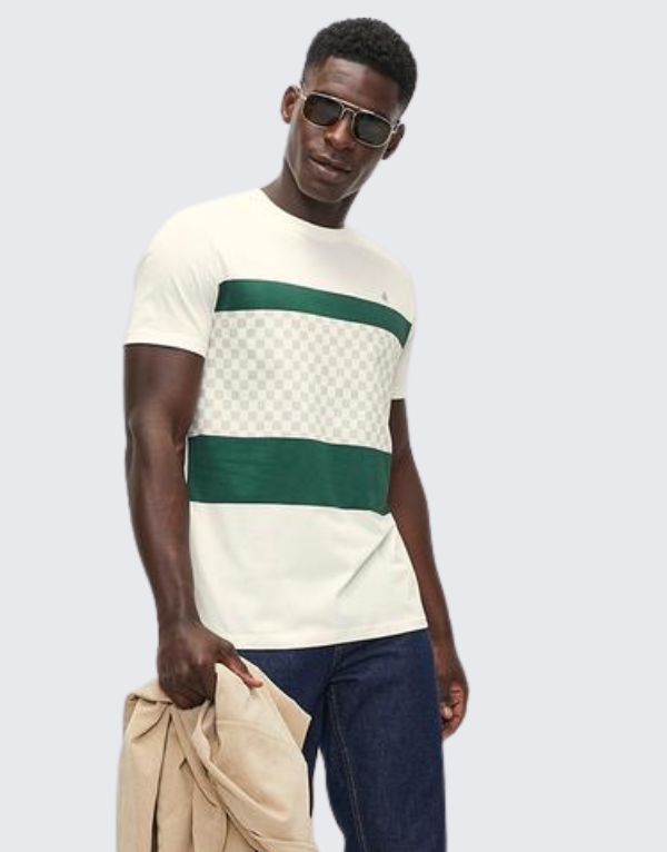 Polo  Stripe Crew Neck Short Sleeve T-Shirt In Green Men