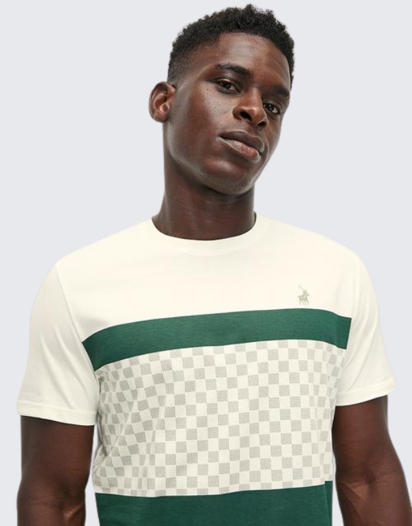 Polo  Stripe Crew Neck Short Sleeve T-Shirt In Green Men