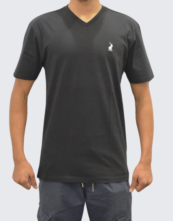 Polo V-Neck Short Sleeve T-Shirt In Black Men