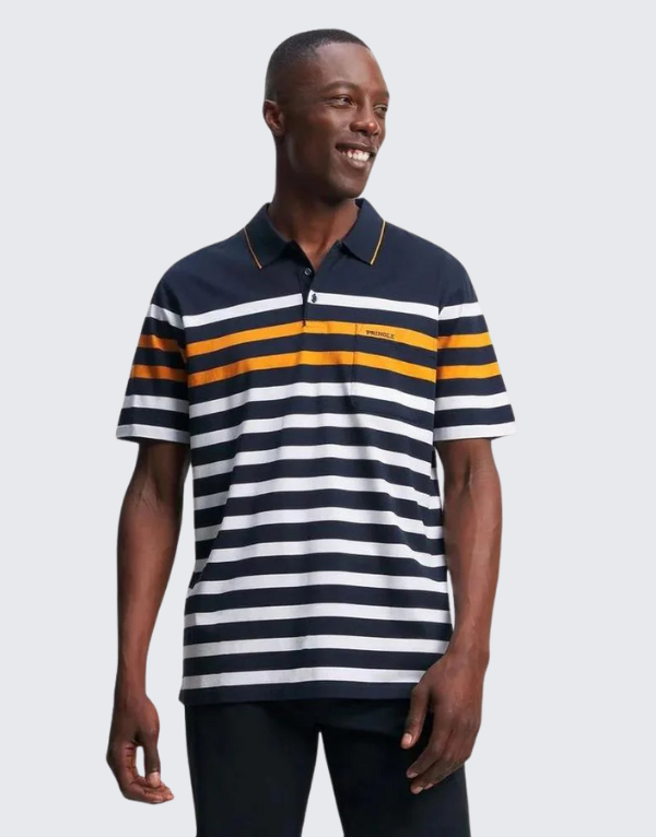 Pringle Victor Mercerized Short Sleeve Golfer In Navy Men