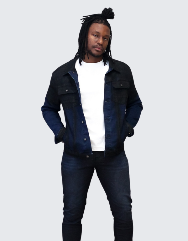Pure Premium Borso Denim Jacket In Blue And Black Men