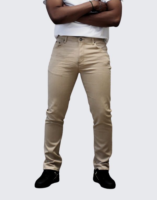 Pure Premium Lorenzo Slim Fit Cotton Jeans In Khaki Men