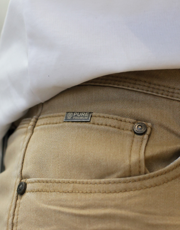 Pure Premium Lorenzo Slim Fit Cotton Jeans In Khaki Men