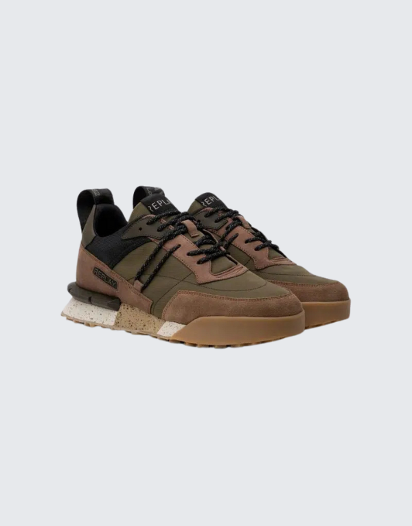 REPLAY JUPITER X SNEAKERS FOR  IN MILITARY GREEN AND ECRU MEN