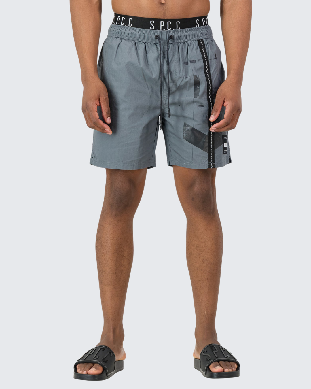 S.P.C.C Orbit Pool Shorts In Blue Grey For Men