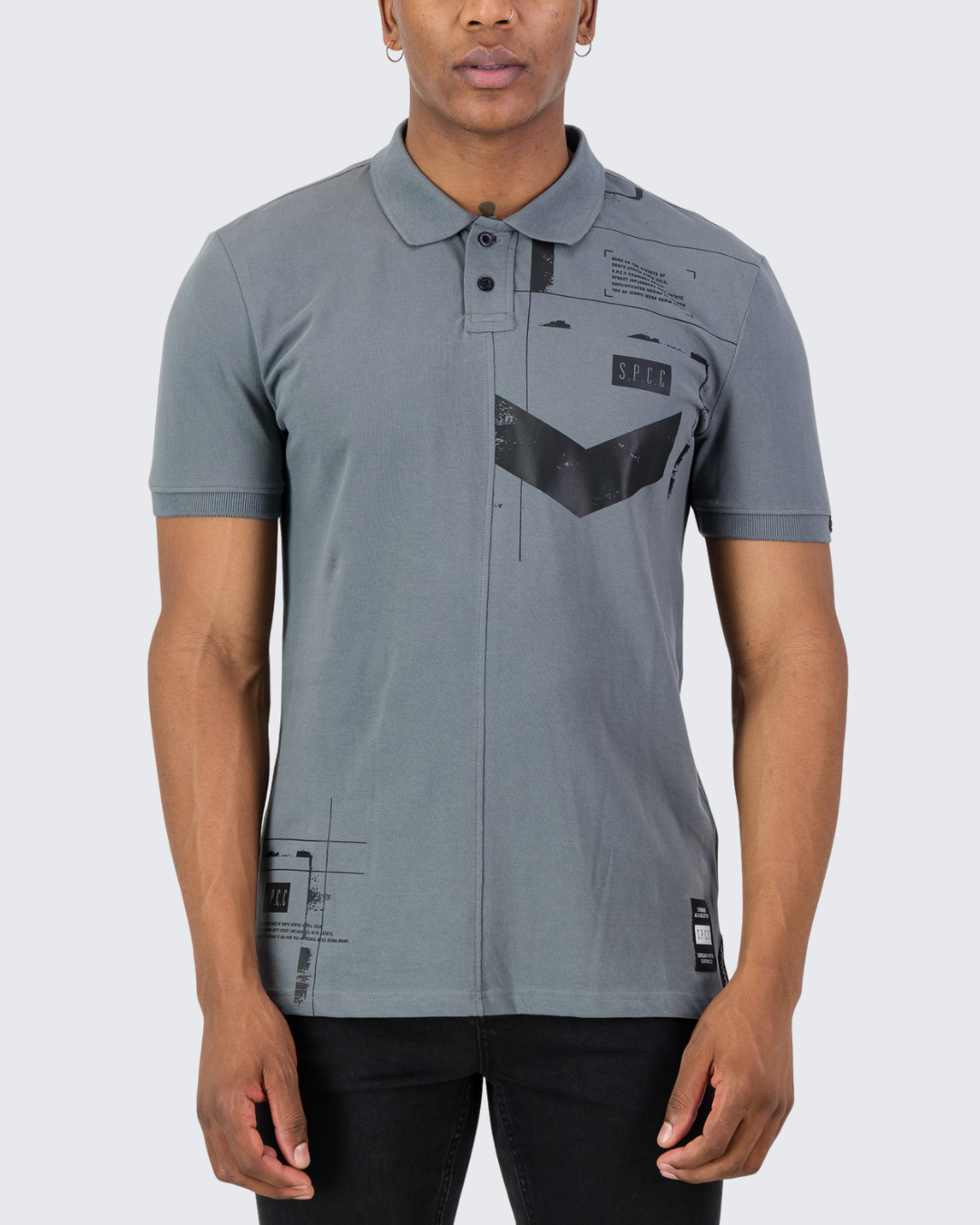 S.P.C.C Orbit Short Sleeve Golfer T-Shirt In Blue Grey For Men