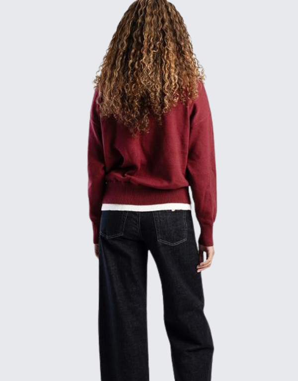 Sissy Boy Basic Knit Sweater In Burgundy  Women
