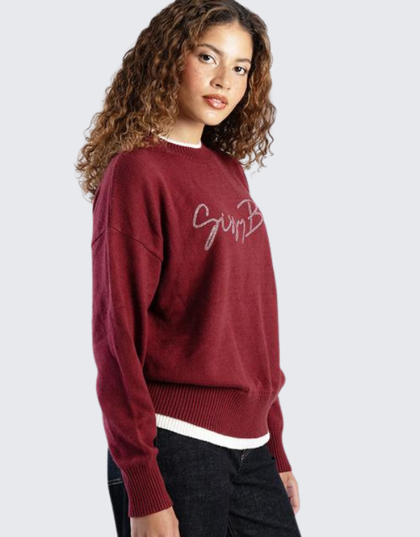 Sissy Boy Basic Knit Sweater In Burgundy  Women