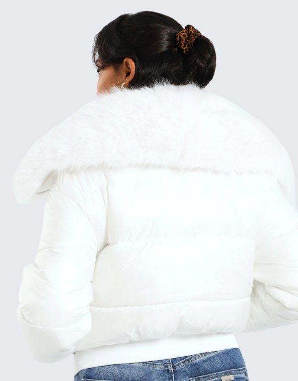Sissy Boy Puffer Jacket With Fur Collar In White  Women