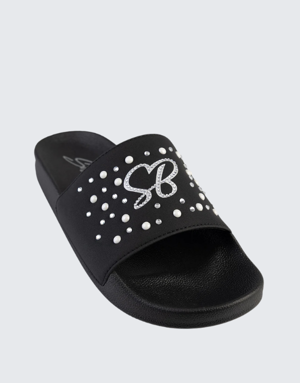 Sissy Boy Slide Sandals With Pearls In Black