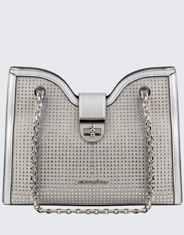 Sissy Boy Structured Tote Bag In Silver Women