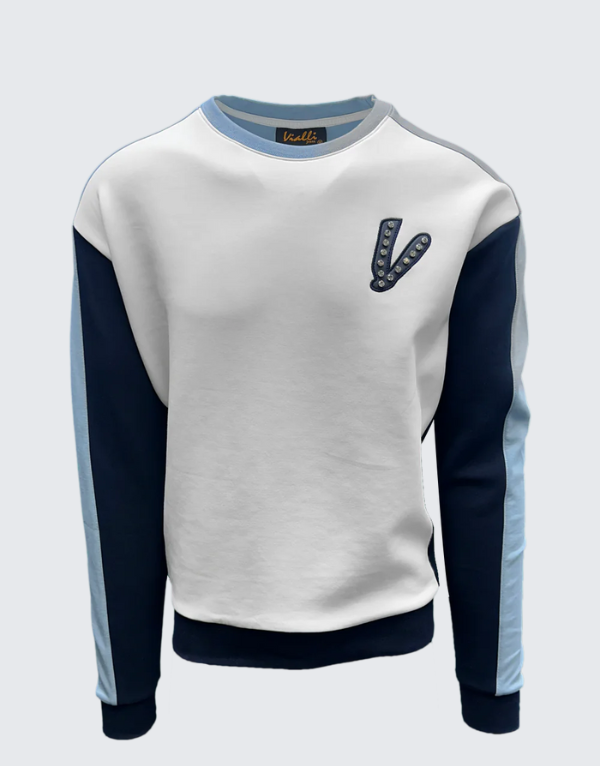 Vialli Giovani 45 Sweater In Blue And White Men