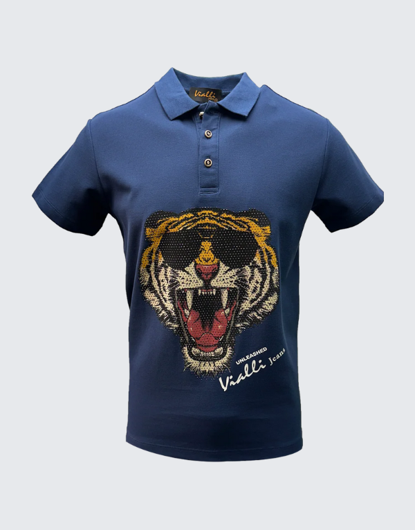 Vialli Kenda Short Sleeve Golfer T-Shirt In Navy Men