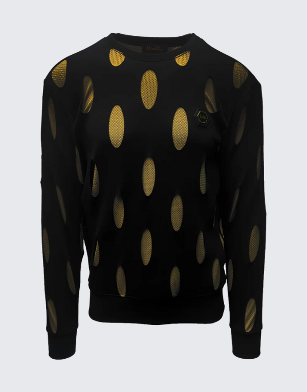 Vialli Kentop Sweater In Black And Gold Men