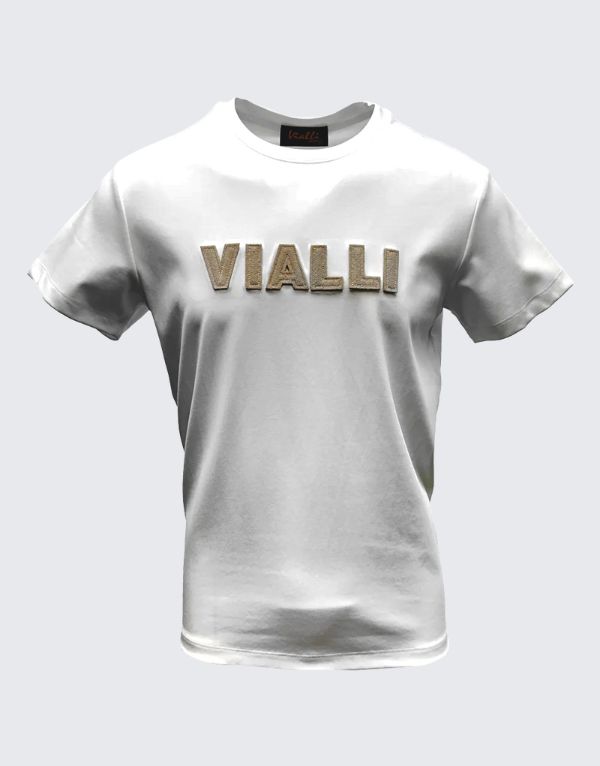 Vialli Kudu Short Sleeve T-Shirt In Off White