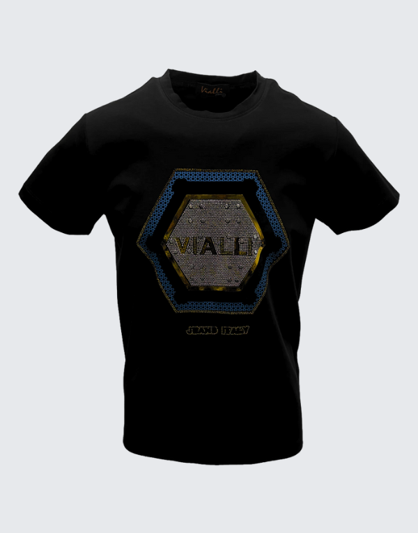Vialli Ladder Short Sleeve T-Shirt Black Men