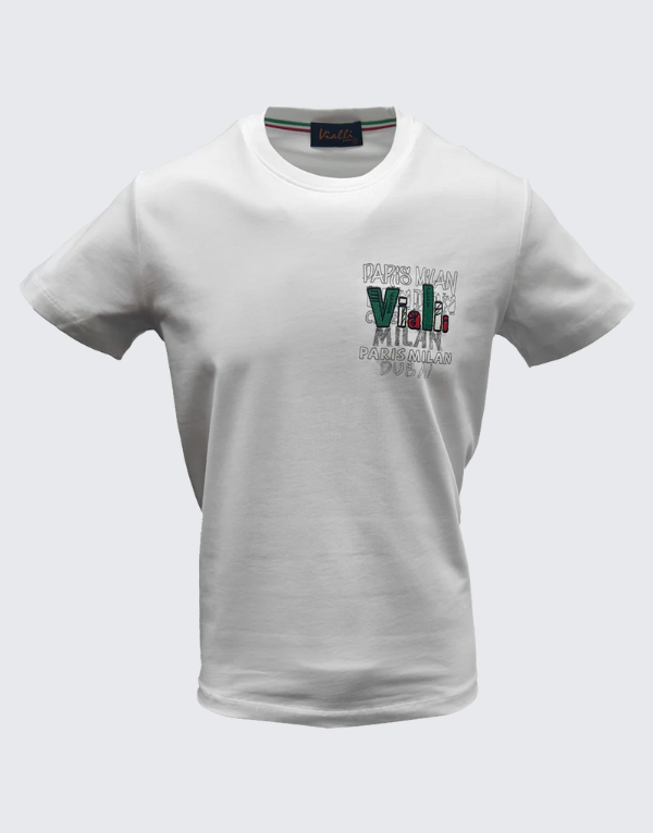 Vialli Leather Short Sleeve T-Shirt White Men