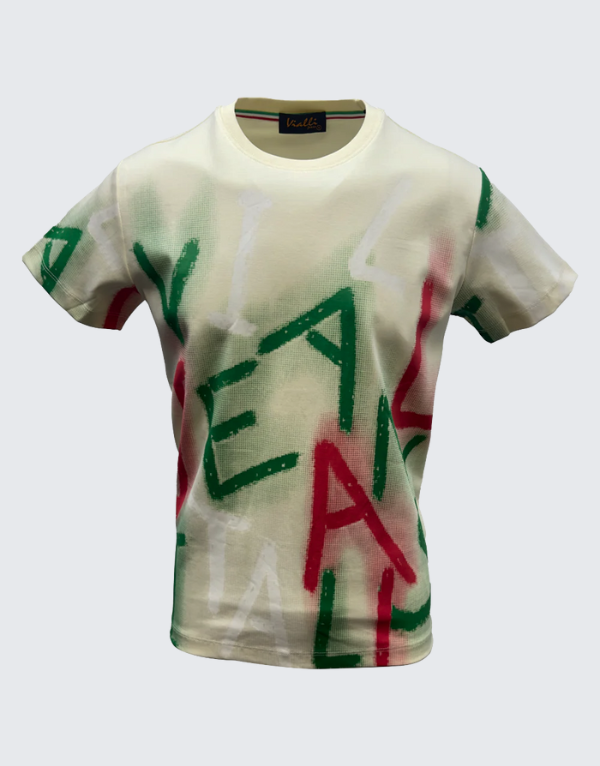 Vialli Letters Short Sleeve T-Shirt Cream Men